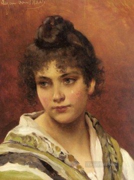  dama Pintura - Una joven belleza Eugenio de Blaas